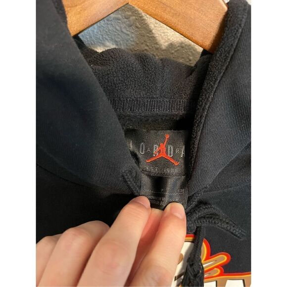 Nike Jordan Jump Swoosh Hoodie Black Orange White Size Small - Picture 3 of 4